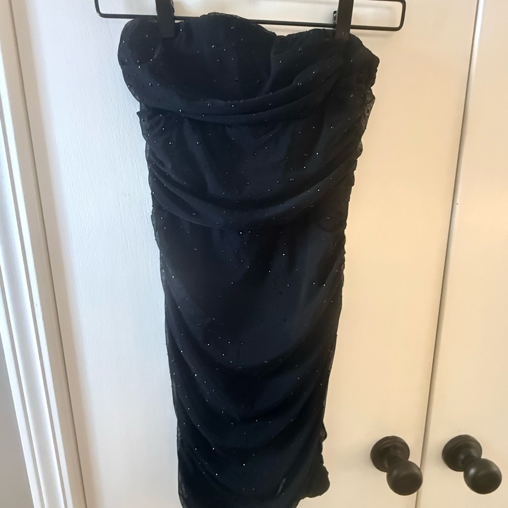 Windsor Black Strapless Ruched Cocktail Dress